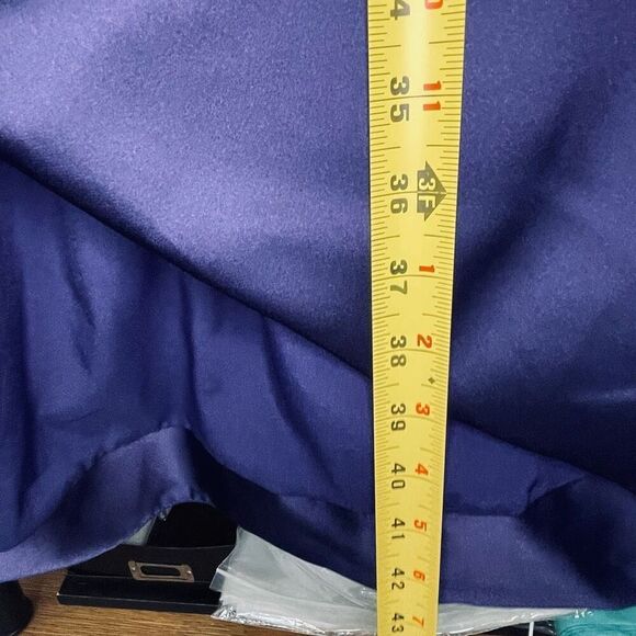 Banana Republic Factory One Shoulder Satin Knee Length Dress Patriot Blue Size 2 - Picture 9 of 12